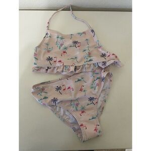 M&S Marks & Spencer Pink Flamingo 2-Pc Bikini Swimsuit Girls Size 11-12 NWT